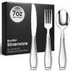 BUNMO Weighted Utensils for Hand Tremors - Elderly, Weak Hand Grip & Handicapped - Stainless Steel - Eat Independently - Weighted 3 Piece Set view 1