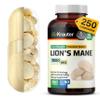 BIO KRAUTER Lions Mane Supplement Capsules 1800 mg - 250 Count - Vegan Lions Mane Powder Supplement for Brain Support - 3 Month Supply - No Fillers view 1