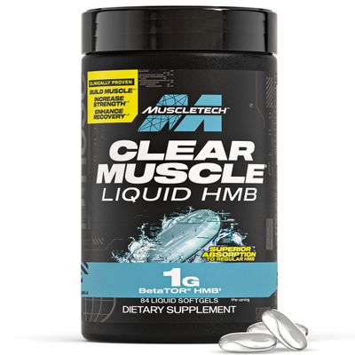 Muscletech HMB Supplements 1000mg, Clear Muscle (84 Liquid Softgels) - Highest Grade HMB for Lean Muscle & Recovery, HMB Free Acid Muscle Supplement, Help Decrease Muscle Breakdown, Packaging May Vary