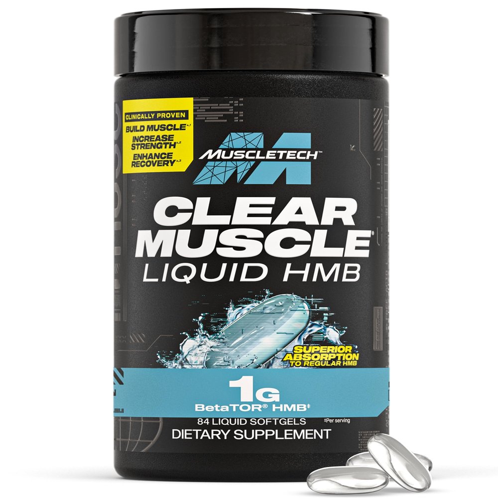 Muscletech HMB Supplements 1000mg, Clear Muscle (84 Liquid Softgels) - Highest Grade HMB for Lean Muscle & Recovery, HMB Free Acid Muscle Supplement, Help Decrease Muscle Breakdown, Packaging May Vary