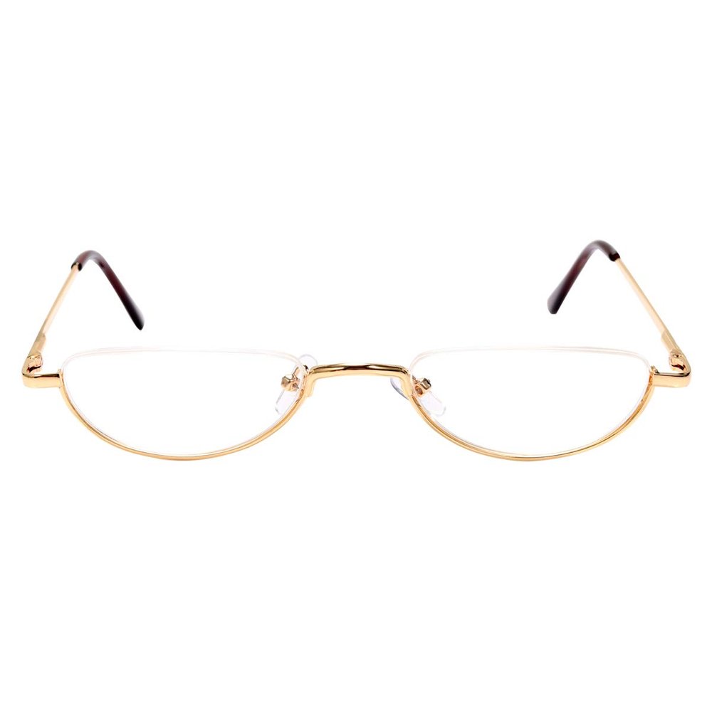 Fuaisi Vintage Alloy Half Moon Classic Reading Glasses Men And Women Half Frame Slim Glasses (Gold, 100)