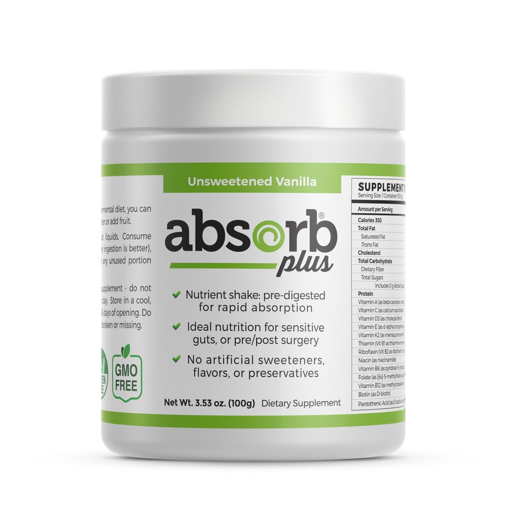 Absorb Plus Isolate Protein - Diet Supplement for Improved Gut Health, Extra Nutritional Support, Non-GMO, Gluten-Free, Lactose-Free, Casein-Free (100 g, Unsweetened Vanilla)