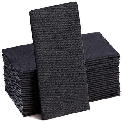 Black Paper Napkins | Linen Feel Guest Disposable Cloth Like Dinner Napkins | Hand Towels | Soft, Absorbent, Paper Hand Napkins for Kitchen, Bathroom, Parties, Weddings, Dinners Or Events | 50 Pack