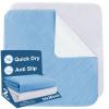 Bed Pads Washable Waterproof 34" x 36", 2 Pack Reusable Chuck Pads Incontinence Underpads Sheet Protector, Pee Pads for Adults, Elderly, Kids, Toddler and Pets, White and Blue view 1