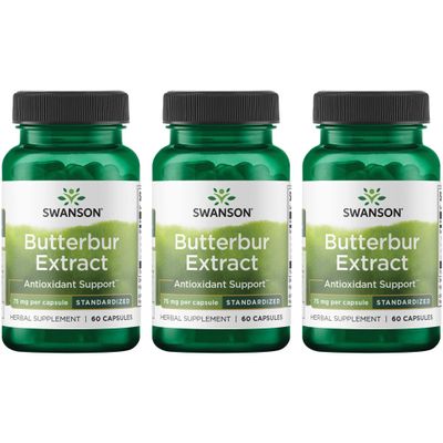 Swanson Butterbur Extract - Standardized 75 mg 60 Caps (3 Pack)