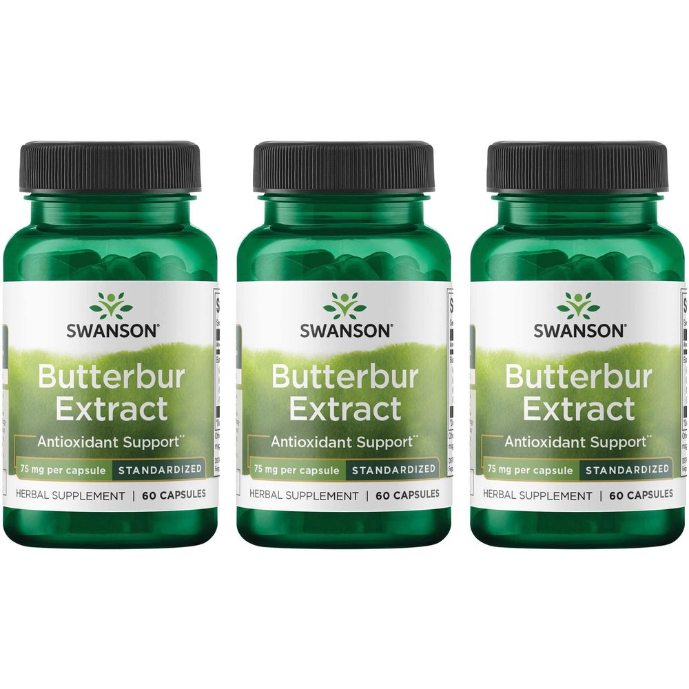 Swanson Butterbur Extract - Standardized 75 mg 60 Caps (3 Pack)