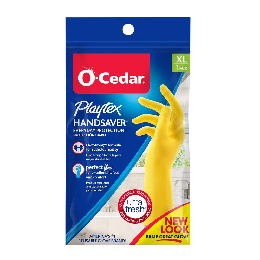 Playtex HandSaver Reuseable Rubber Cleaning Gloves (X-Large, 3 Pairs), Everyday Protection Reusable Household Gloves