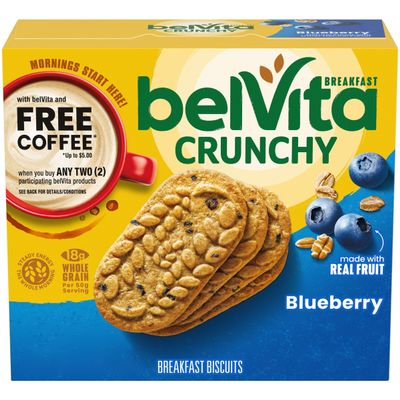 belVita Breakfast Biscuits, Blueberry Flavor, 5 Packs (4 Biscuits Per Pack)