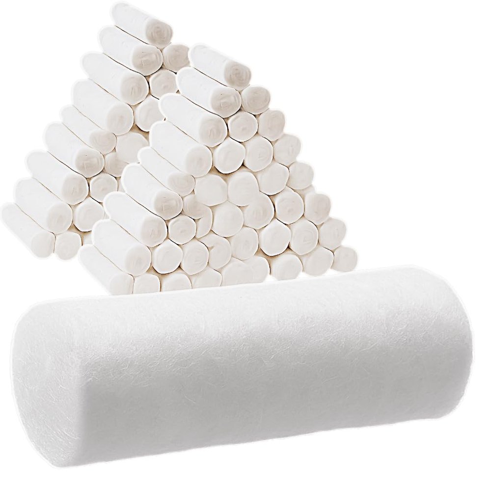 Vakly 100 Dental Cotton Rolls for Mouth Gauze and Nosebleeds Plug Stopper - #2 Medium 1.5" Non-Sterile 100% High Absorbent Blood Clotting Cotton roll (100 Count)