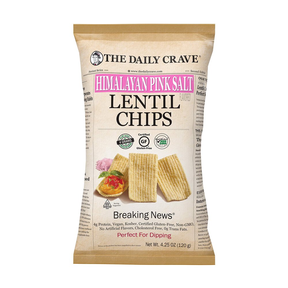 The Daily Crave Himalayan Pink Salt Lentil Chips, 4.25 Oz (Pack Of 8) 4 G Protein, Gluten-Free, Non-Gmo, Kosher, Crunchy