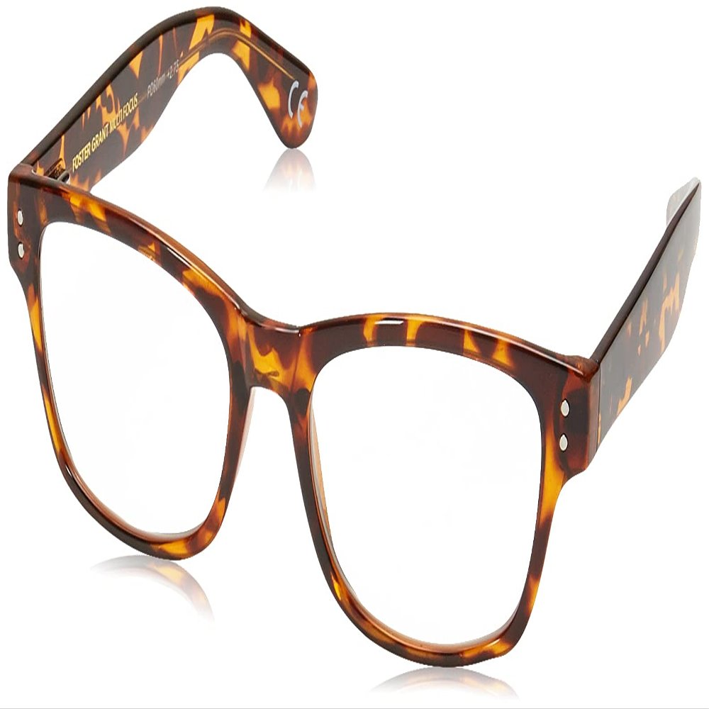 Foster Grant Conan Multifocus Rectangular Reading Glasses, Tortoise/Transparent, 53 mm + 3.25