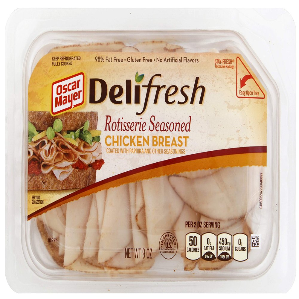 Oscar Mayer Deli Fresh Shaved Rotisserie Chicken Breast, 9 Ounce -- 8 per case.