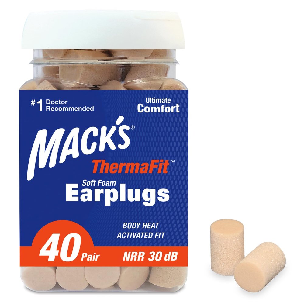 Macks ThermaFit Soft Foam Earplugs, 40 Pair - Comfortable Ear Plugs for Sleeping, Snoring, Work, Travel & Loud Events | Made in USA | Newly Upgraded and Improved