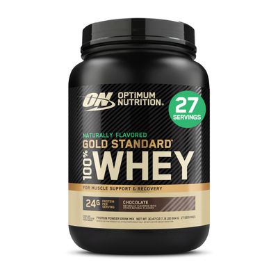 Optimum Nutrition Gold Standard 100% Whey Protein Powder, Naturally Flavored Chocolate, 27 Servings (Packaging May Vary)