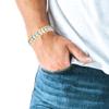 Willis Judd Mens Titanium Magnetic Bracelet Magnetic Bracelets for Men Adjustable Bracelet Length with Sizing Tool (Gold Silver) view 2