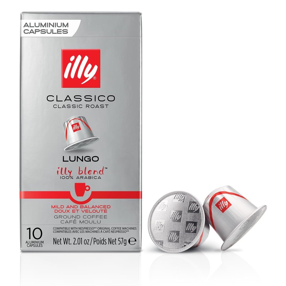 Illy Espresso Compatible Capsules - Single-Serve Coffee Capsules & Pods - Classico Lungo Roast - Notes Of Caramel, Orange Blossom & Jasmine Coffee Pods - For Nespresso Coffee Machines 10 Count