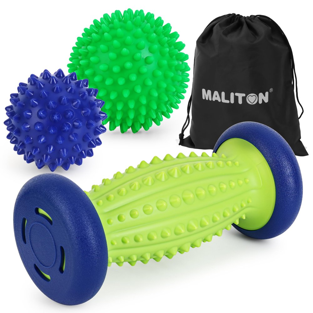Massage Ball - 3 in 1 - with Foot Roller & Spiky Balls, Plantar Fasciitis Relief and Heel Spur Relief, Foot Roller Massage and Trigger Point Ball