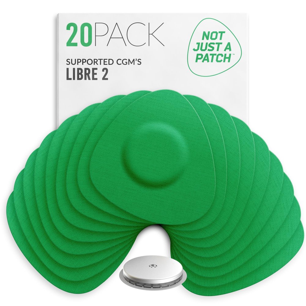 Not Just A Patch Freestyle Libre 2 Sensor Covers (20 Pack) CGM Sensor Patches for Freestyle Libre 2 - Water Resistant & Durable for 10-14 Days - Green