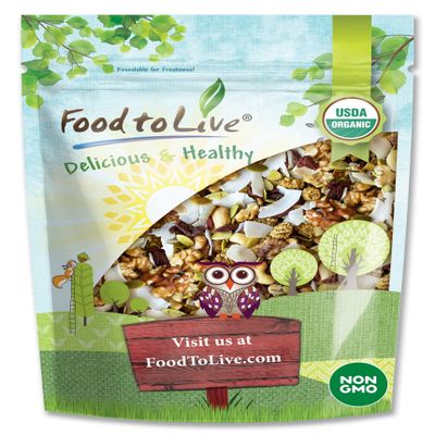Food to Live Organic Variety Trail Mix, 1 Pound  Raw and Non-GMO Snack Mix Contains Goji Berries, Coconut Chips, Mulberries, Cashews, Walnuts, Pumpkin Seeds. Vegan Superfood, Kosher, No Added Sugar