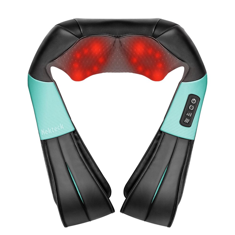 Nekteck Shiatsu Neck and Back Massager with Soothing Heat, Electric Deep Tissue 3D Kneading Massage Pillow for Shoulder Leg Full Body Muscle Pain Relief, Car Office and Home Use