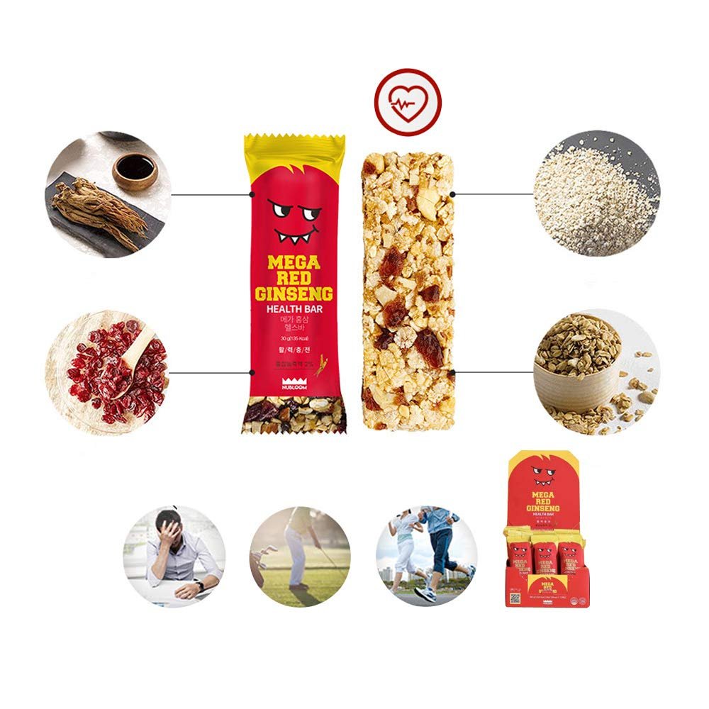 (1 Box) Premium Red Ginseng Heath Bar (12PCS) Cereal Bar Sport Nutrition Bar