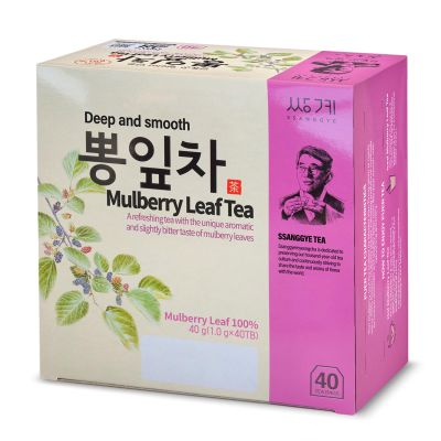 Ssanggye Wild Mulberry Leaves Tea 1.0g X 40 Tea Bags, Premium Korean Herbal Tea Hot Cold Caffeine-free Herb Savory 4 Seasons Great Daily Drink Made in Korea
