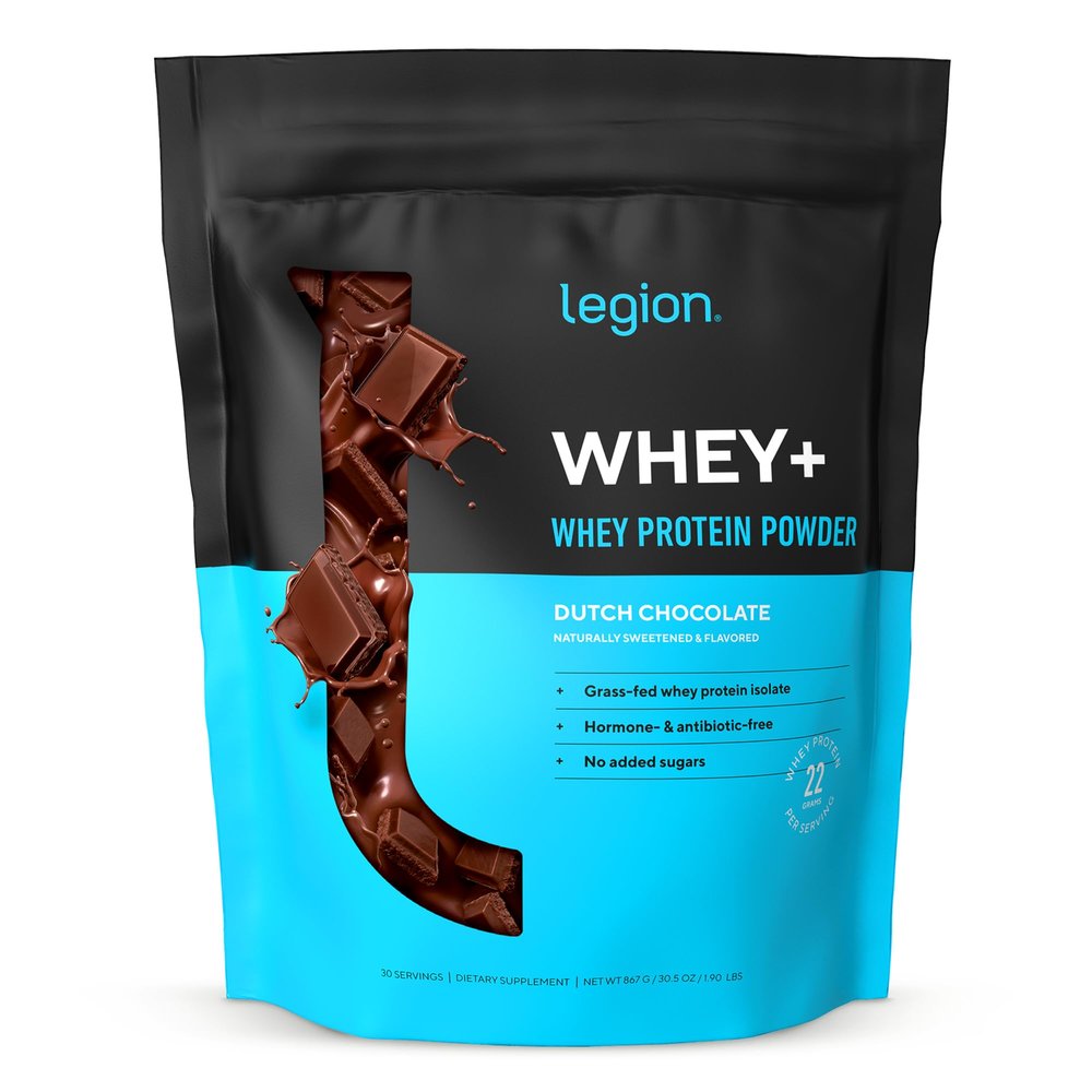 LEGION Whey+ Protein Whey Isolate from Grass Fed Cows (Chocolate, 30 Servings) - Whey Protein Isolate Powder Low Calorie, Non-GMO, Sugar Free, Lactose and Gluten Free, All Natural Protein Powder