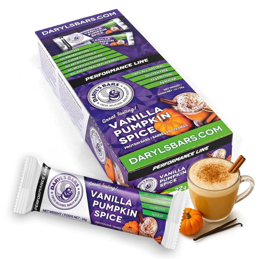 Daryl's Bars, Vanilla Pumpkin Spice On the Go Whey Protein Bars, Gluten Free, 22gr of Protein Snack, Meal Replacement, Pack of 1