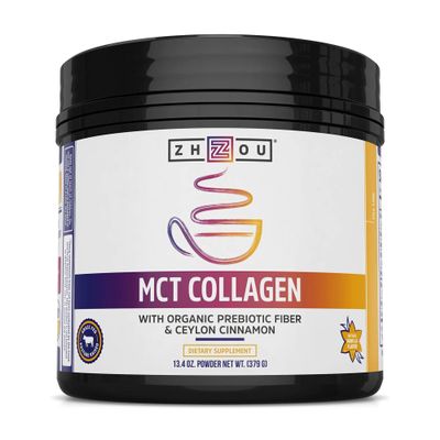 Zhou MCT Flavored Collagen Peptides Powder for Women and Men - Hydrolyzed Collagen Supplement with MCT for Joints, Bones, Hair, Skin & Nails - Natural Vanilla Flavor, 13.4 oz