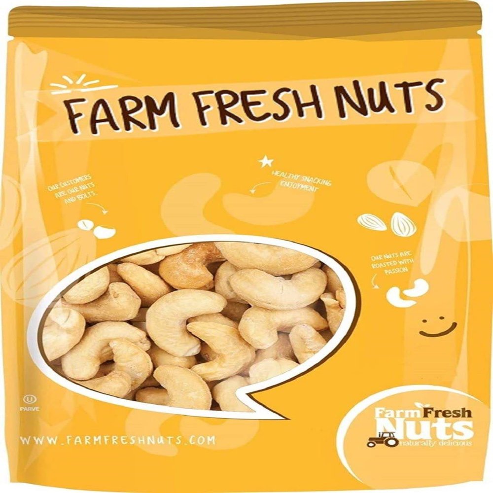 Dry Roasted Cashews Salted | Baked In Small Batches for added freshness | Without Oil | Perfectly Crunchy Naturally Delicious (2 LBs) By Farm Fresh Nuts Brand