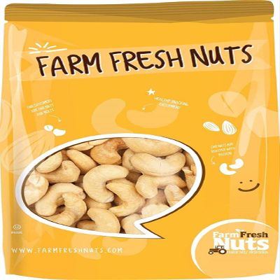 Dry Roasted Cashews with Sea Salt (1 Lb) - Baked in Small Batches for Added Freshness - Oven Roasted to Perfection without Oil - Farm Fresh Nuts Brand