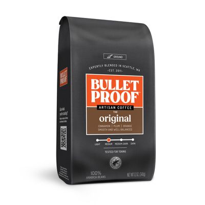 Bulletproof Original Medium Roast Ground Coffee, 12 Ounces, 100% Arabica Coffee, Clean Coffee Tested for Toxins, Packaging May Vary