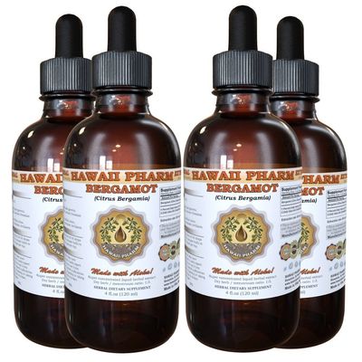 Bergamot Liquid Extract, Bergamot (Citrus Bergamia) Dried Fruit Peel Powder Tincture Supplement 4x4 oz