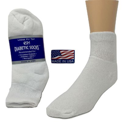 Creswell Diabetic Socks, 6 Pairs, Low Cut, Size 13-15 X-Large, White