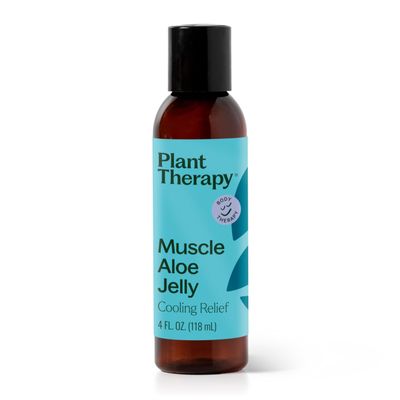 Plant Therapy Muscle Aloe Jelly 4 oz  Cooling & Warming Aloe Gel with Essential Oils for Post-Workout Muscle Comfort, Massage & Aromatherapy