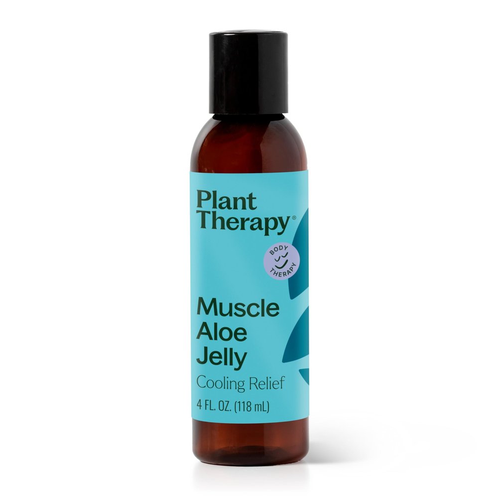 Plant Therapy Muscle Aloe Jelly 4 oz Cooling & Warming Aloe Gel with Essential Oils for Post-Workout Muscle Comfort, Massage & Aromatherapy