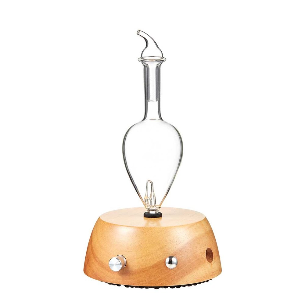 Organic Aromas Elegance Aromatherapy Diffuser for Essential Oil, Waterless Glass Nebulizer w/Auto-Off Switch, BPA Free - Lightwood