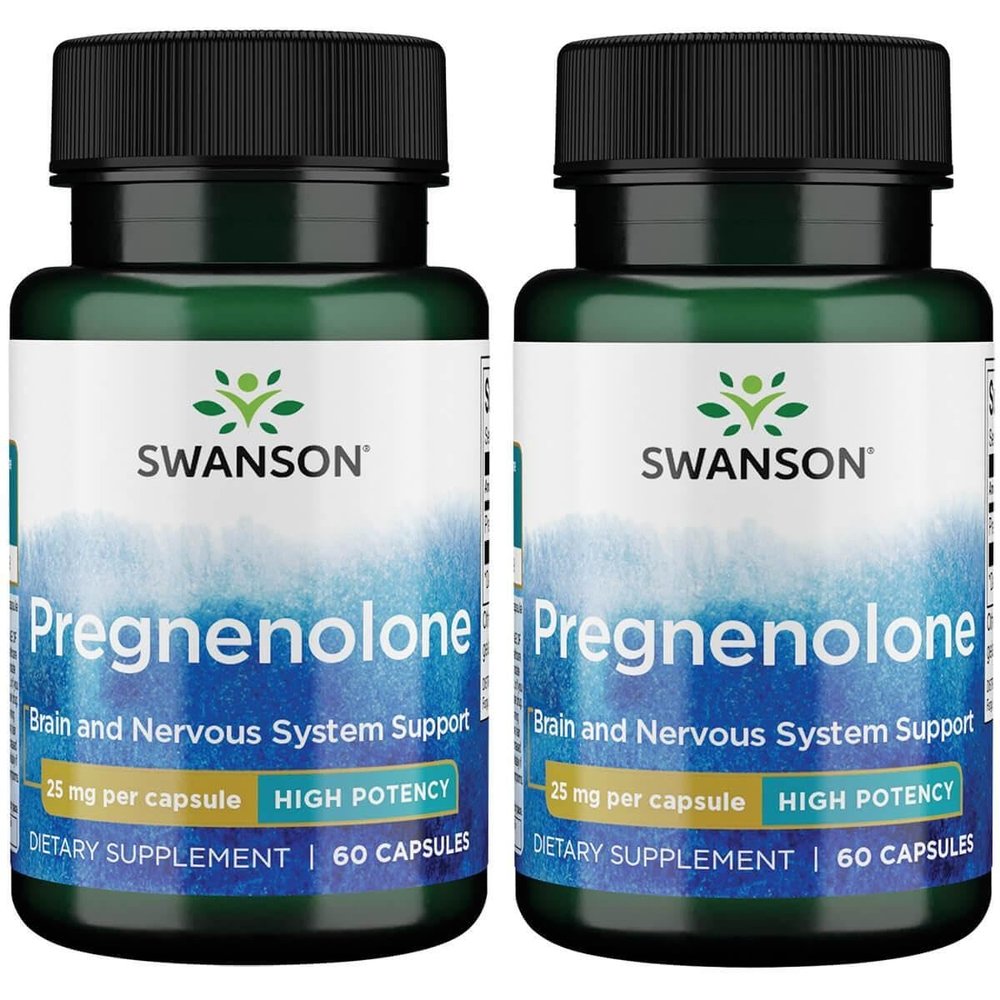Swanson High Potency Pregnenolone 25 Milligrams 60 Capsules (2 Pack)