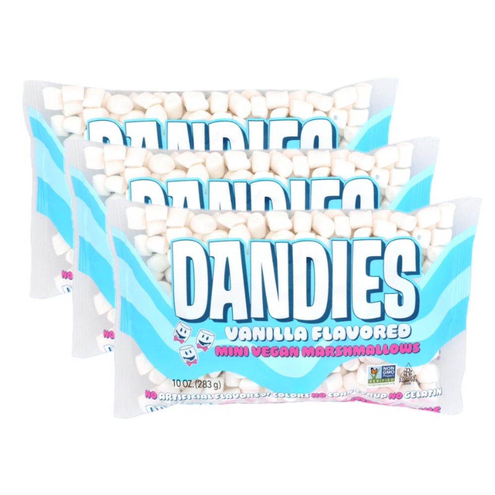 Dandies Mini Vegan Marshmallows, No Artificial Flavorings, Food Dyes, Corn Syrup, or Gelatin, Perfect for Roasting, Smores, or Snacking (3 Pack)