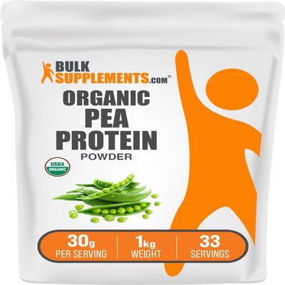 BulkSupplements.com Organic Pea Protein Powder - Plant Based & Vegan Protein Powder - Unflavored & Gluten Free, 30g per Serving, 1kg (2.2 lbs) (Pack of 1)