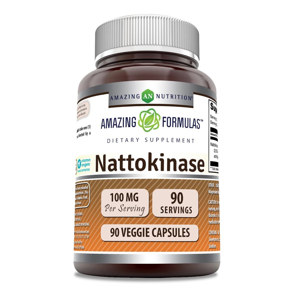 Amazing Formulas Nattokinase Supplement | 100 Mg (2000 FU Enzyme from Pure Nattokinase) | 90 Veggie Capsules | Non-GMO | Gluten-Free | Made in USA