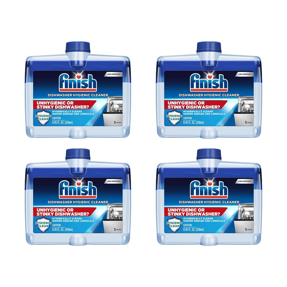 Finish Dual Action Dishwasher Cleaner: Fight Grease & Limescale, Fresh 8.45 oz.(Pack of 4)