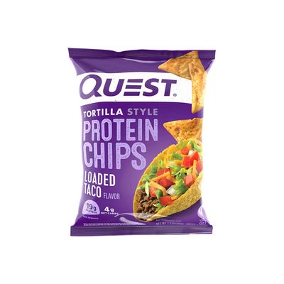 Quest Nutrition Loaded Taco Tortilla Style Protein Chips, 19g Protein, 4g Net Carb, Gluten Free, 1.1 oz (Pack of 12)