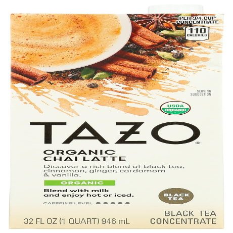 Tazo Spiced Black Tea Latte Concentrate, Organic, Chai Latte 32 fl oz 2 Pack