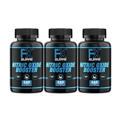 FXSUPPS Nitric Oxide Booster - Nitric Oxide Pre Workout Supplement with L-Arginine and Beta Alanine for Energy, Vascularity, Muscle Pump, Heart Health, and Blood Flow, 240 Count (3-Pack)