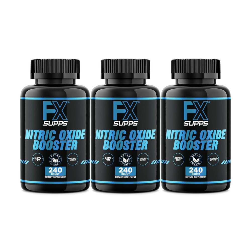 FXSUPPS Nitric Oxide Booster - Nitric Oxide Pre Workout Supplement with L-Arginine and Beta Alanine for Energy, Vascularity, Muscle Pump, Heart Health, and Blood Flow, 240 Count (3-Pack)