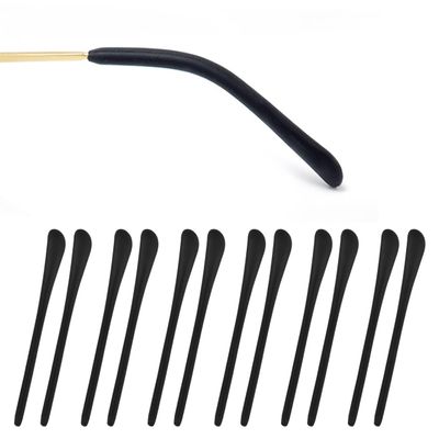 6 Pairs Temple Tips for Eyeglasses Thin (1.0 mm to 1.5 mm) Metal Temple Covers Anti-slip Silicone Glasses Earpieces Ear Sock Cushion Pieces Replacement - Black
