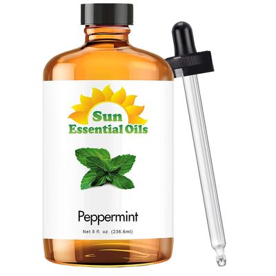 Sun Essential Oils - Peppermint Essential Oil (8 oz) with Dropper for Diffuser, Humidifier, Skin & Aromatherapy Body Massage, Candle & Soap Making for Home