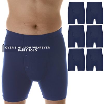 Wearever Mens Incontinence Boxer Briefs for Bladder Control with Regular Absorbency - Reusable & Washable Leak Proof Underwear for Men 150 ml (Pack of 6) (Navy) (XL) (Waist 42-44)