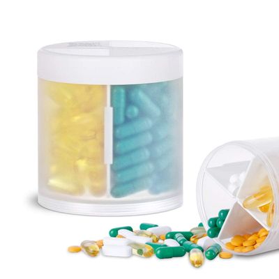 Extra Large Supplement Organizer with 4 Compartments Easy Open Pill Dispenser Monthly Medicine Vitamins Organizers Storage Pill Bottles,Transparent